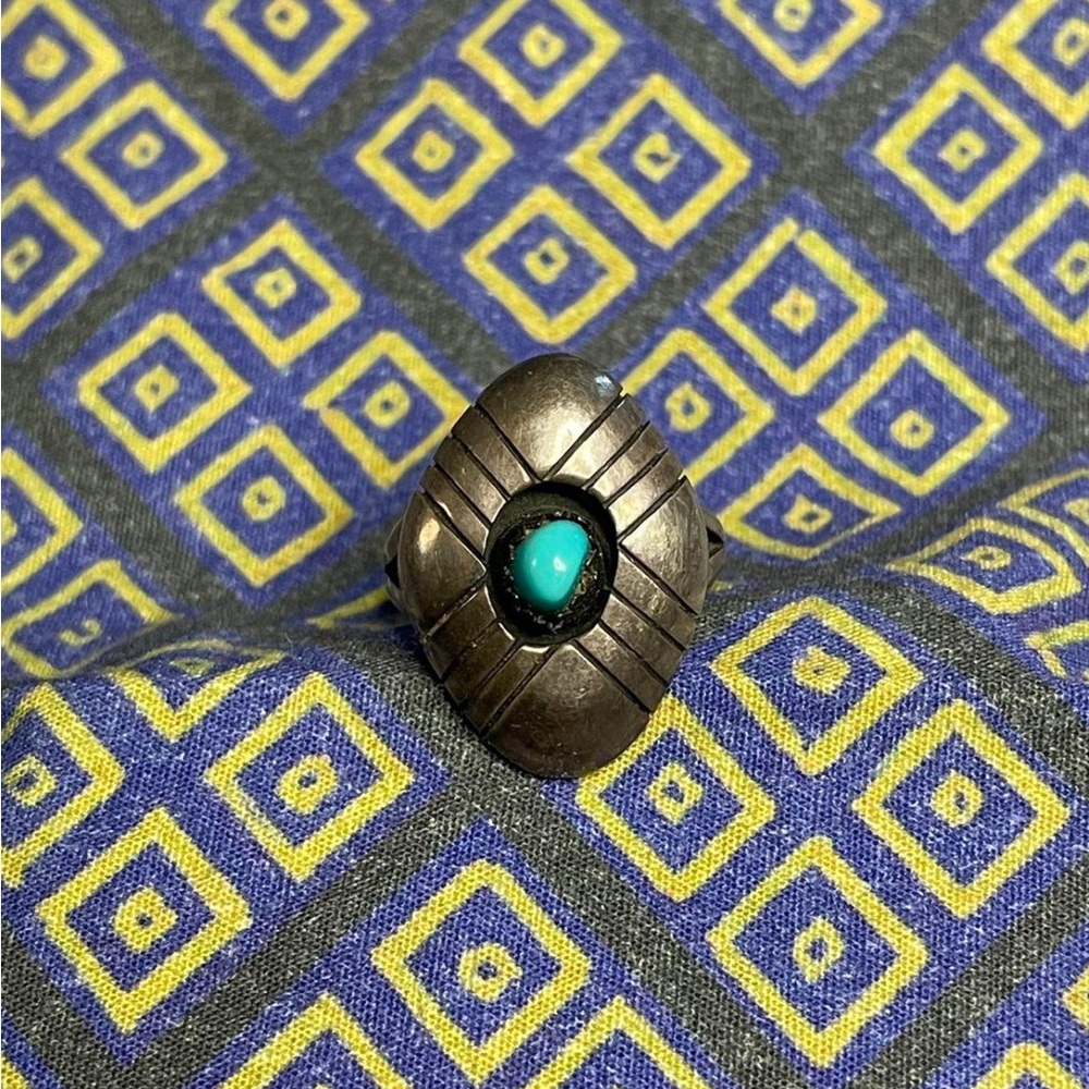 Men’s shadowbox turquoise sterling ring